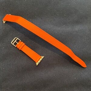 Orange Hermes Leather apple Watch Strap 40mm